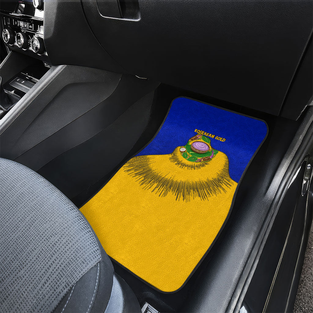 Kosrae Fafa Culinary Heritage Car Mats Kosraean Gold Taro Tradition Illustration With Coconut Leaves