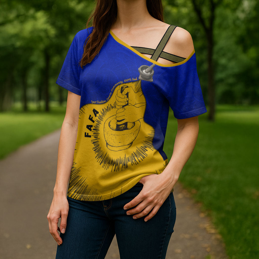 Kosrae Fafa Culinary Heritage Cross Shoulder Shirt Kosraean Gold Taro Tradition Illustration With Coconut Leaves