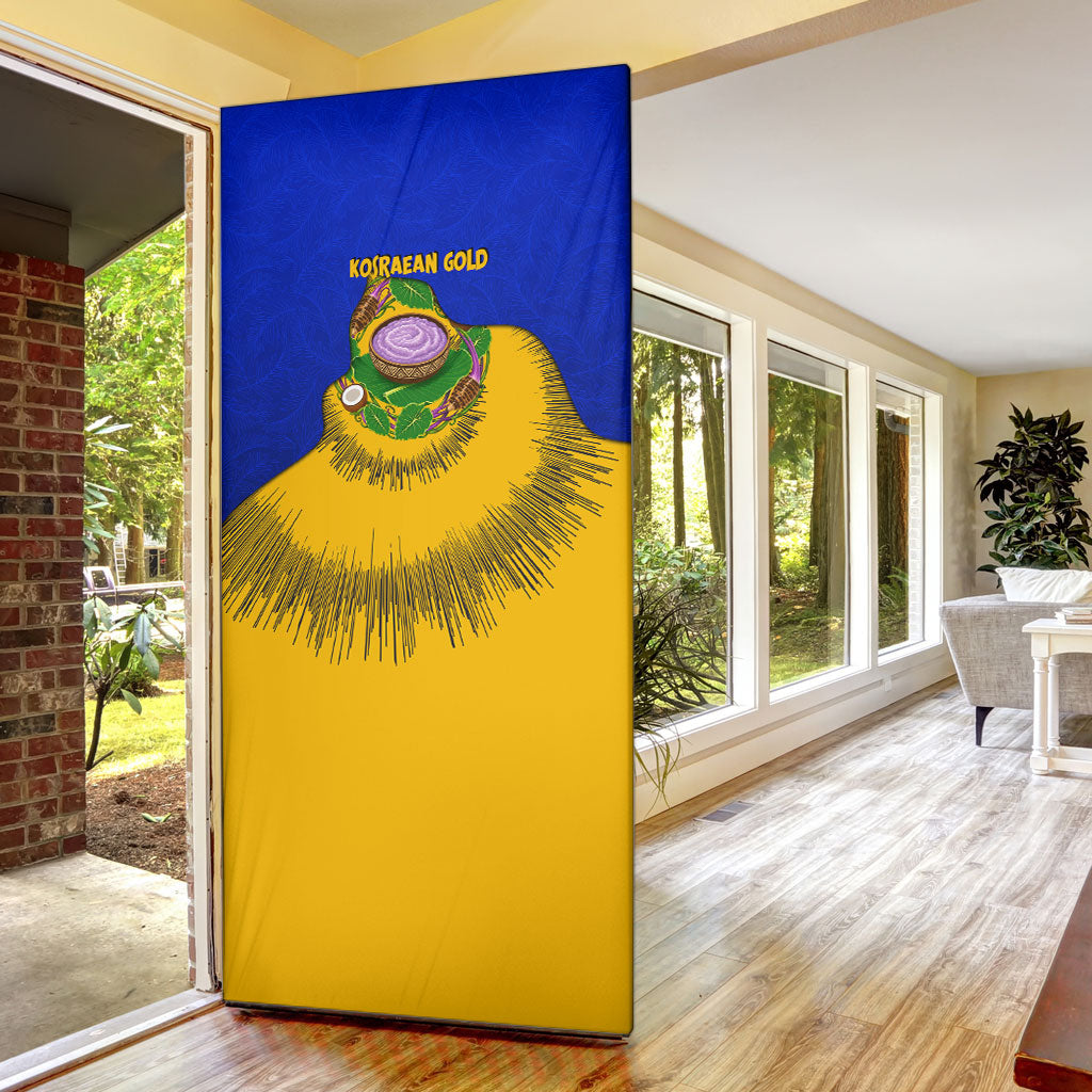Kosrae Fafa Culinary Heritage Door Cover Kosraean Gold Taro Tradition Illustration With Coconut Leaves