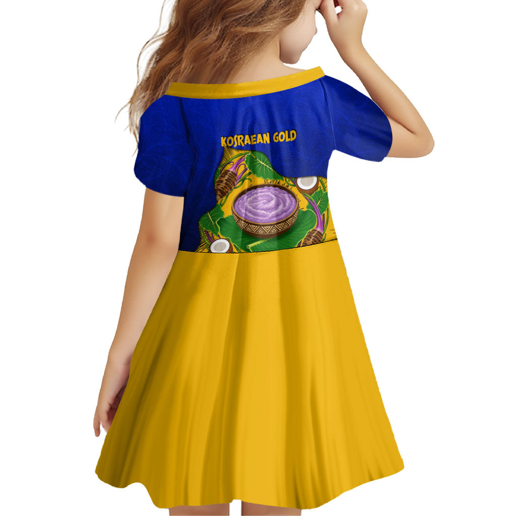 Kosrae Fafa Culinary Heritage Family Matching Off Shoulder Maxi Dress and Hawaiian Shirt Kosraean Gold Taro Tradition Illustration With Coconut Leaves