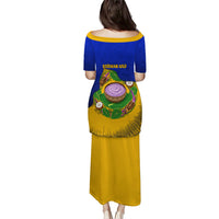 Kosrae Fafa Culinary Heritage Family Matching Puletasi and Hawaiian Shirt Kosraean Gold Taro Tradition Illustration With Coconut Leaves