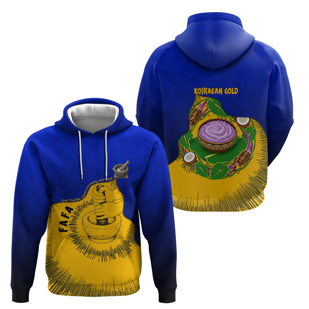 Kosrae Fafa Culinary Heritage Hoodie Kosraean Gold Taro Tradition Illustration With Coconut Leaves