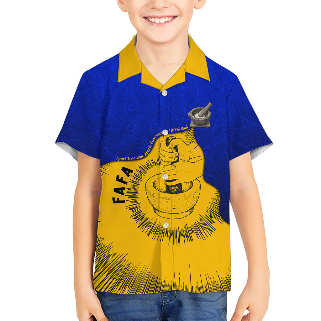 Kosrae Fafa Culinary Heritage Kid Hawaiian Shirt Kosraean Gold Taro Tradition Illustration With Coconut Leaves