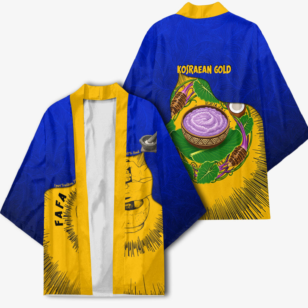 Kosrae Fafa Culinary Heritage Kimono Kosraean Gold Taro Tradition Illustration With Coconut Leaves