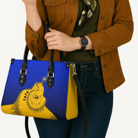 Kosrae Fafa Culinary Heritage Leather Bag Kosraean Gold Taro Tradition Illustration With Coconut Leaves