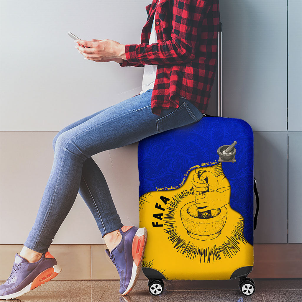 Kosrae Fafa Culinary Heritage Luggage Cover Kosraean Gold Taro Tradition Illustration With Coconut Leaves