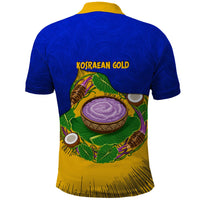 Kosrae Fafa Culinary Heritage Polo Shirt Kosraean Gold Taro Tradition Illustration With Coconut Leaves