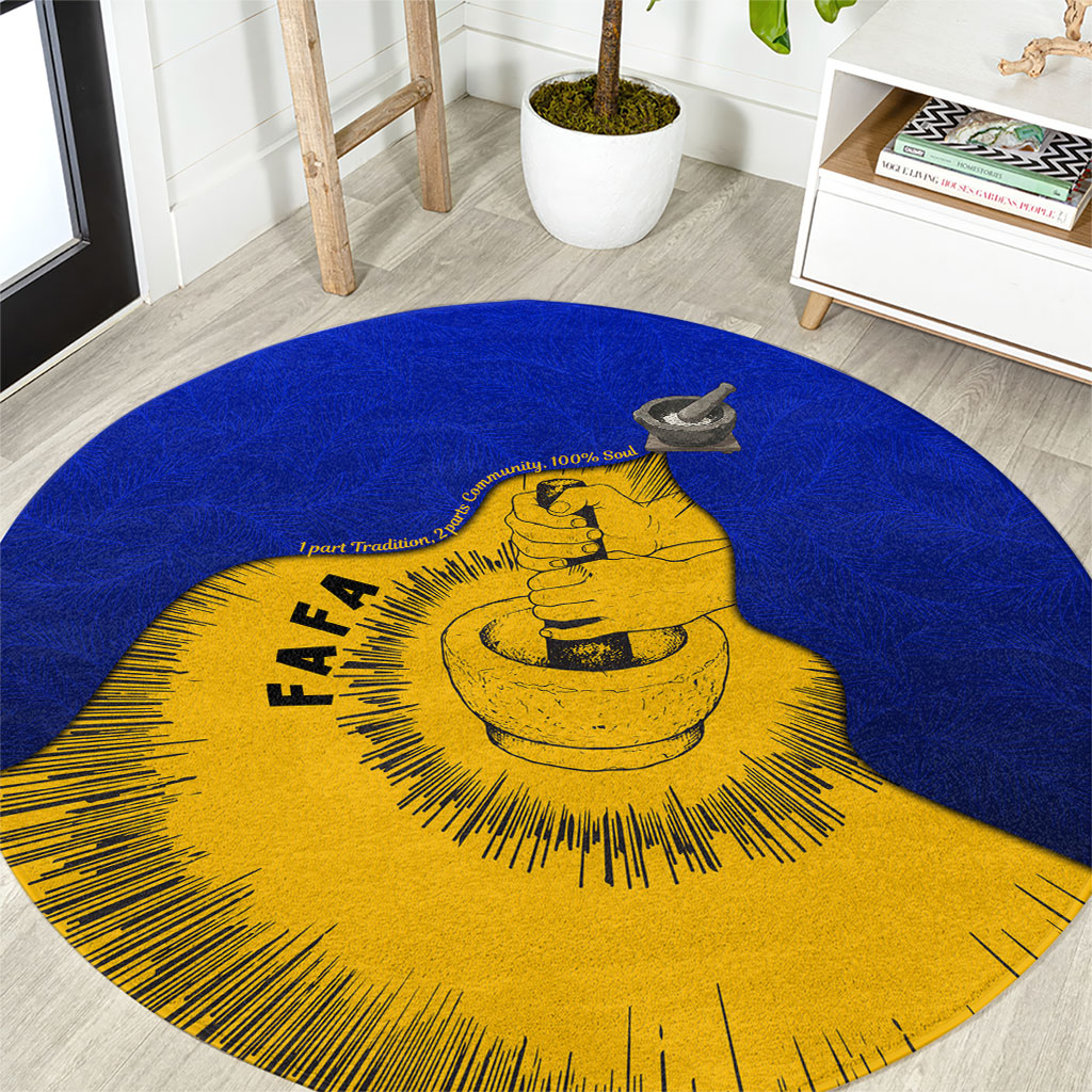 Kosrae Fafa Culinary Heritage Round Carpet Kosraean Gold Taro Tradition Illustration With Coconut Leaves