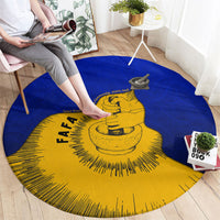 Kosrae Fafa Culinary Heritage Round Carpet Kosraean Gold Taro Tradition Illustration With Coconut Leaves