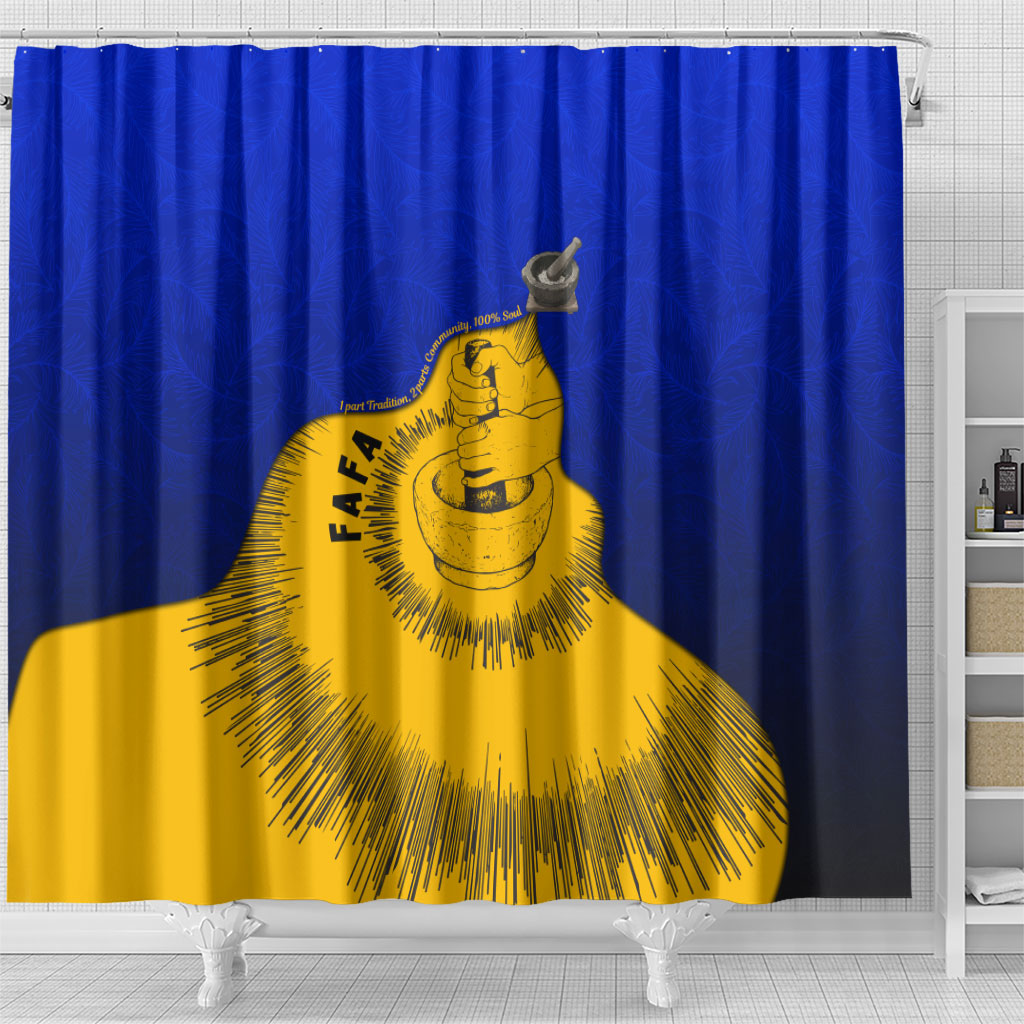 Kosrae Fafa Culinary Heritage Shower Curtain Kosraean Gold Taro Tradition Illustration With Coconut Leaves