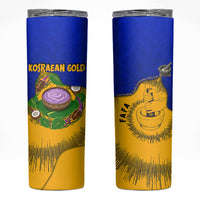 Kosrae Fafa Culinary Heritage Skinny Tumbler Kosraean Gold Taro Tradition Illustration With Coconut Leaves