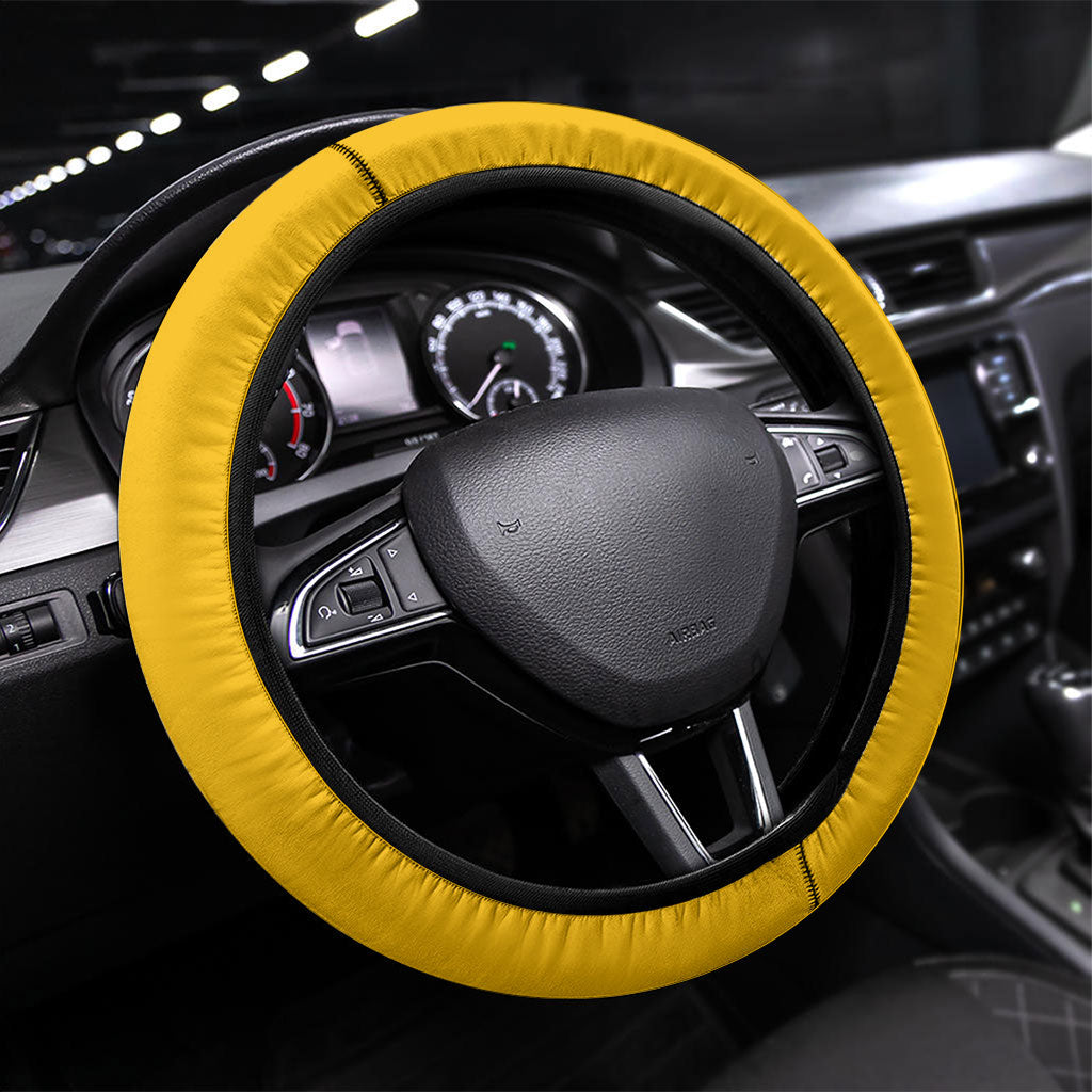 Kosrae Fafa Culinary Heritage Steering Wheel Cover Kosraean Gold Taro Tradition Illustration With Coconut Leaves