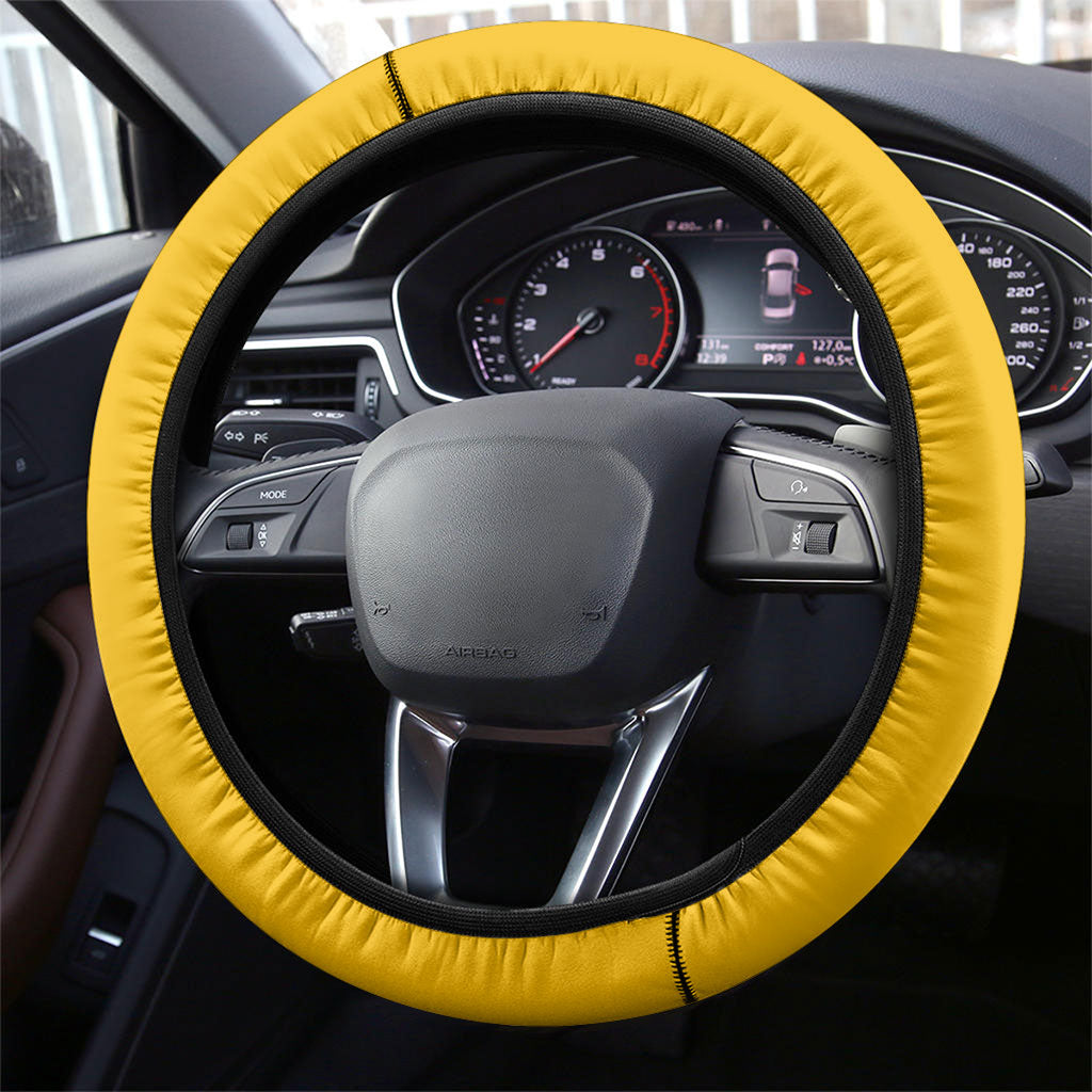 Kosrae Fafa Culinary Heritage Steering Wheel Cover Kosraean Gold Taro Tradition Illustration With Coconut Leaves