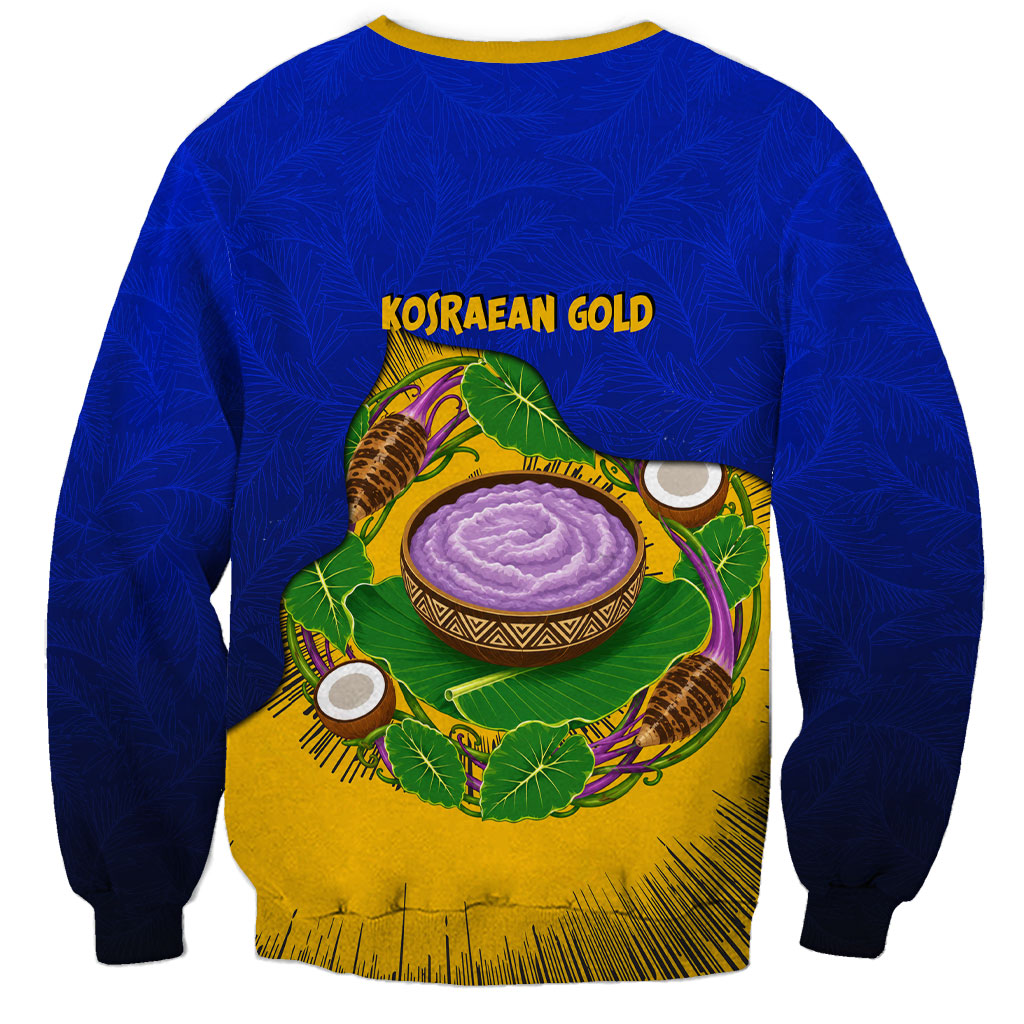 Kosrae Fafa Culinary Heritage Sweatshirt Kosraean Gold Taro Tradition Illustration With Coconut Leaves
