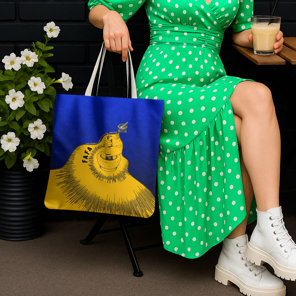 Kosrae Fafa Culinary Heritage Tote Bag Kosraean Gold Taro Tradition Illustration With Coconut Leaves