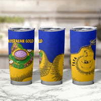 Kosrae Fafa Culinary Heritage Tumbler Cup Kosraean Gold Taro Tradition Illustration With Coconut Leaves