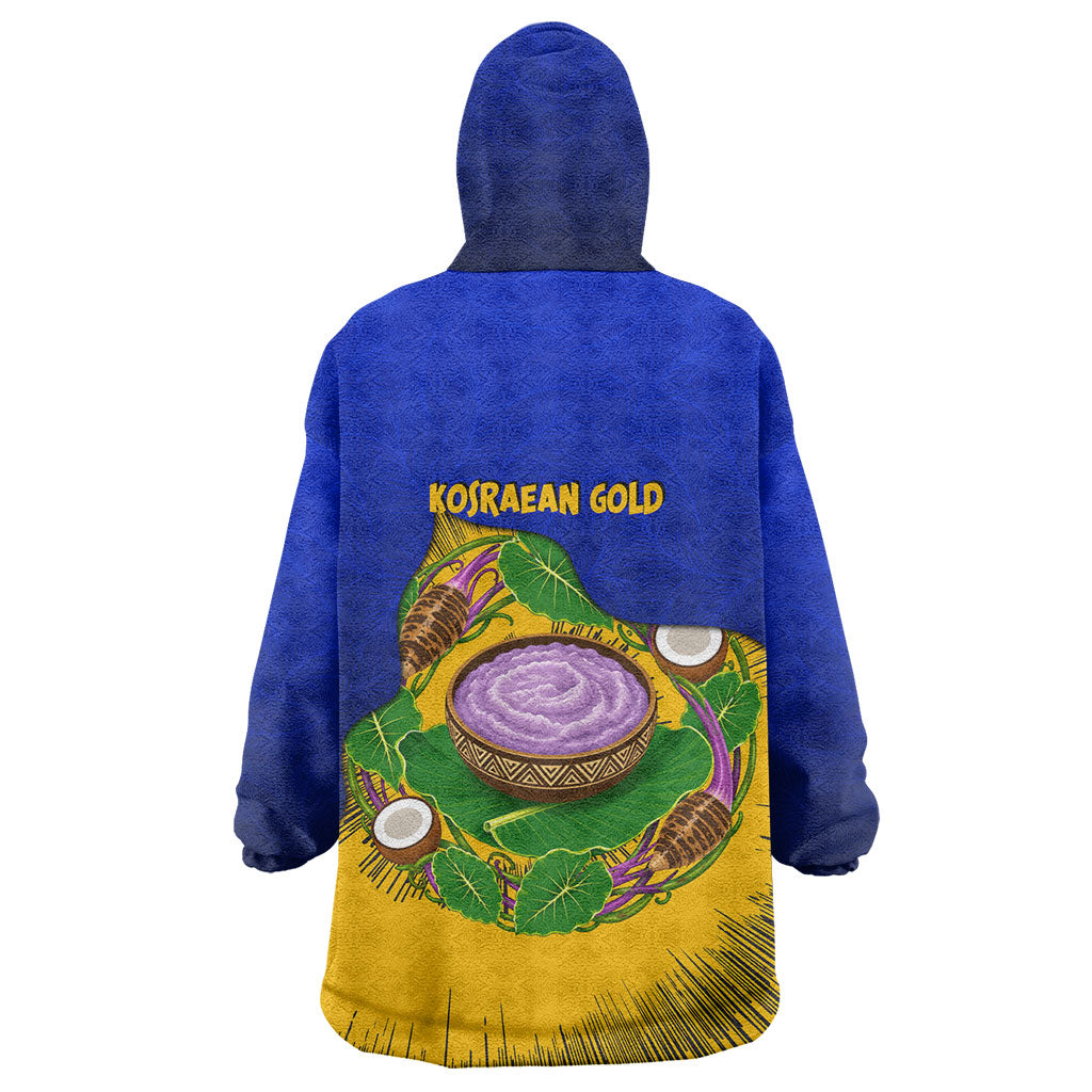 Kosrae Fafa Culinary Heritage Wearable Blanket Hoodie Kosraean Gold Taro Tradition Illustration With Coconut Leaves