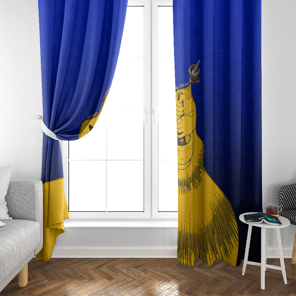Kosrae Fafa Culinary Heritage Window Curtain Kosraean Gold Taro Tradition Illustration With Coconut Leaves