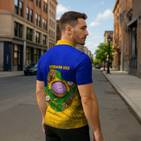 Kosrae Fafa Culinary Heritage Zipper Polo Shirt Kosraean Gold Taro Tradition Illustration With Coconut Leaves