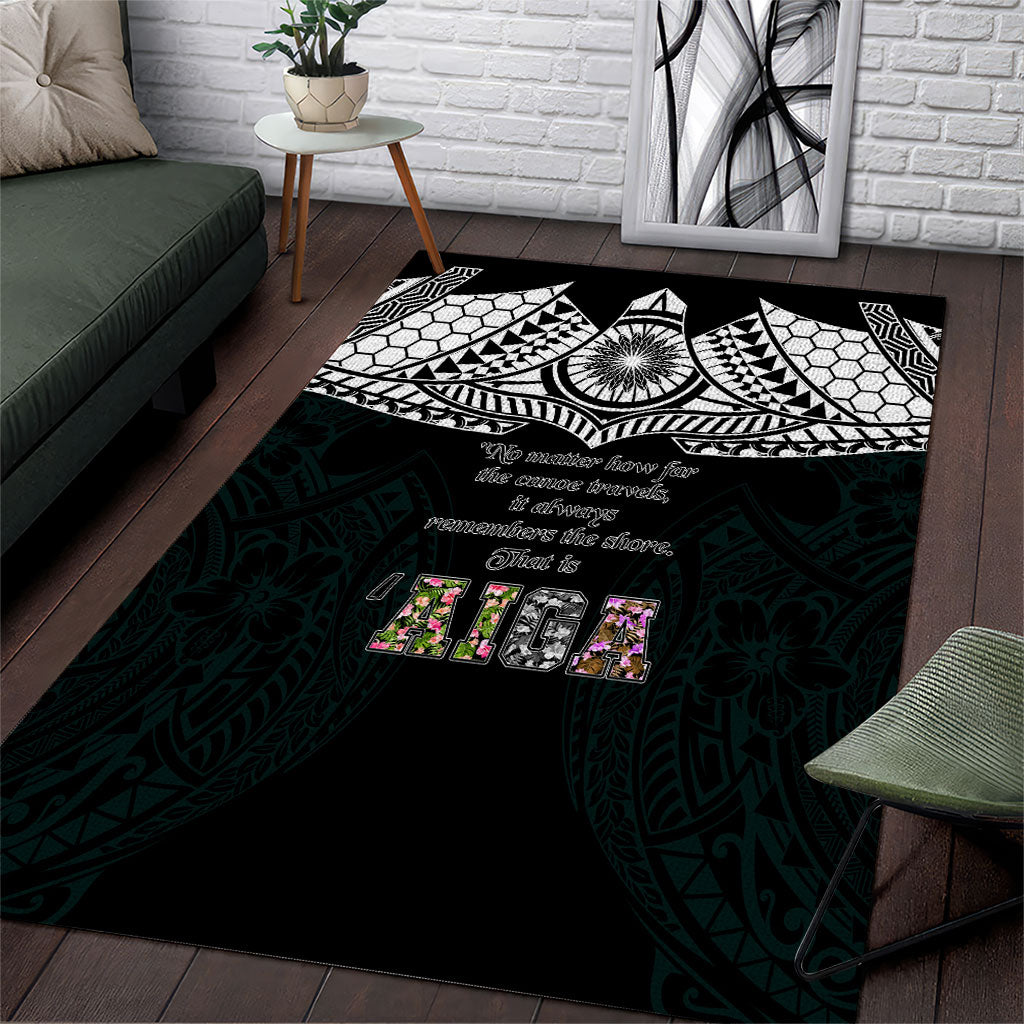 AIGA Always In Gods Arms Samoa Area Rug Polynesian Tribal Tattoo Art Family Heritage Faith