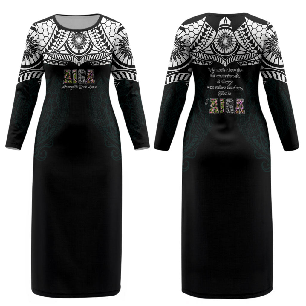 AIGA Always In Gods Arms Samoa Couples Matching Long Sleeve Bodycon Dress and Hawaiian Shirt Polynesian Tribal Tattoo Art Family Heritage Faith TS04 - Polynesian Pride
