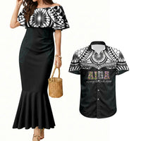 AIGA Always In Gods Arms Samoa Couples Matching Mermaid Dress and Hawaiian Shirt Polynesian Tribal Tattoo Art Family Heritage Faith TS04 Black White - Polynesian Pride