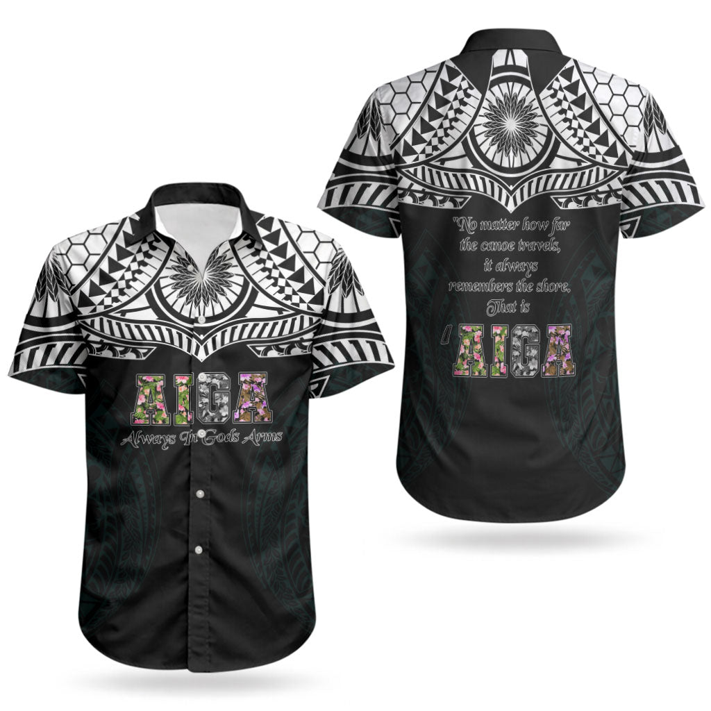 AIGA Always In Gods Arms Samoa Couples Matching Off Shoulder Maxi Dress and Hawaiian Shirt Polynesian Tribal Tattoo Art Family Heritage Faith TS04 - Polynesian Pride