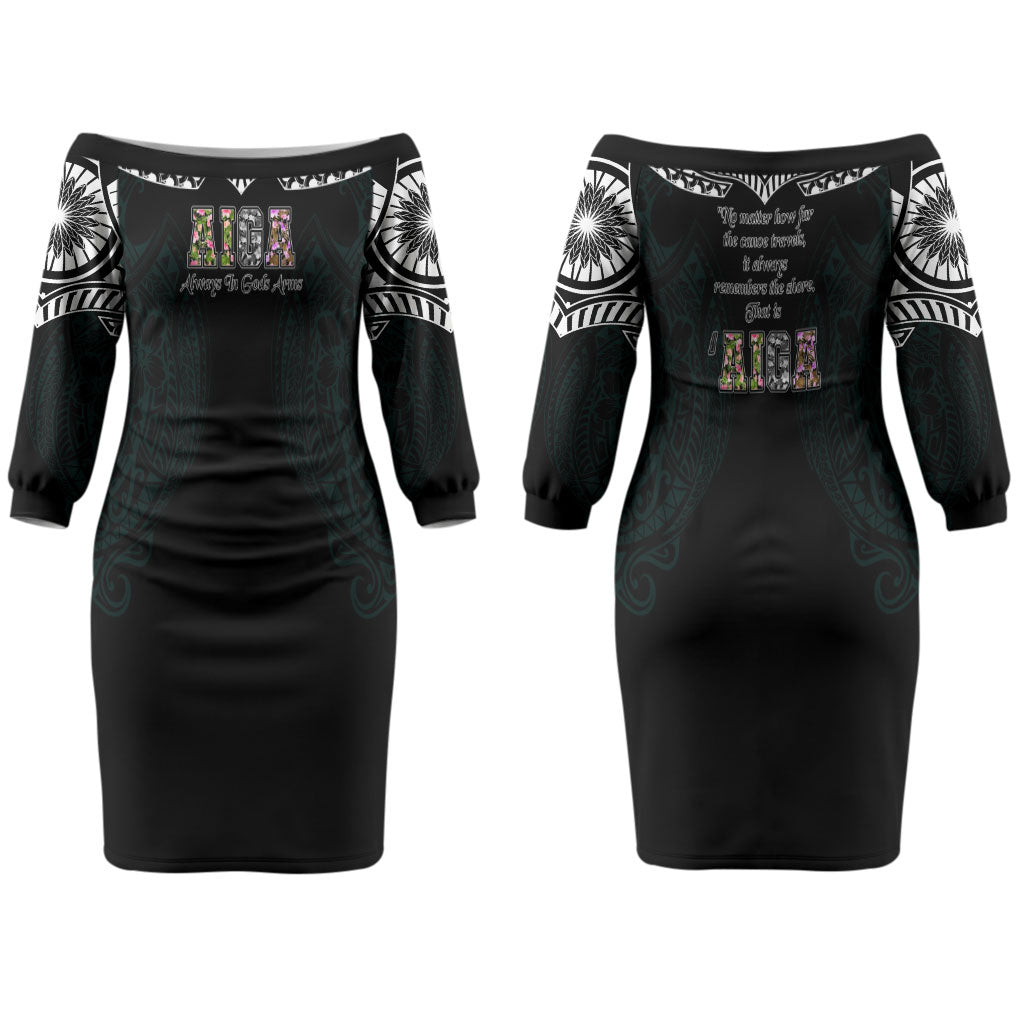 AIGA Always In Gods Arms Samoa Couples Matching Off The Shoulder Long Sleeve Dress and Hawaiian Shirt Polynesian Tribal Tattoo Art Family Heritage Faith TS04 - Polynesian Pride