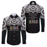 AIGA Always In Gods Arms Samoa Family Matching Mermaid Dress and Hawaiian Shirt Polynesian Tribal Tattoo Art Family Heritage Faith TS04 Dad's Shirt - Long Sleeve Black White - Polynesian Pride