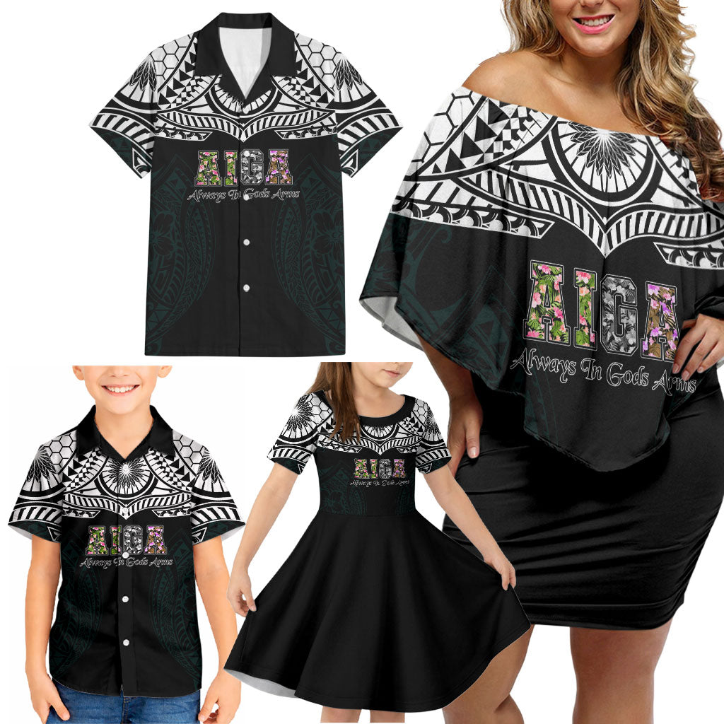AIGA Always In Gods Arms Samoa Family Matching Off Shoulder Short Dress and Hawaiian Shirt Polynesian Tribal Tattoo Art Family Heritage Faith TS04 - Polynesian Pride