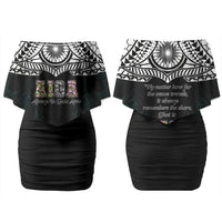 AIGA Always In Gods Arms Samoa Family Matching Off Shoulder Short Dress and Hawaiian Shirt Polynesian Tribal Tattoo Art Family Heritage Faith TS04 Mom's Dress Black White - Polynesian Pride