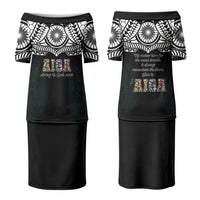 AIGA Always In Gods Arms Samoa Family Matching Puletasi and Hawaiian Shirt Polynesian Tribal Tattoo Art Family Heritage Faith TS04 Mom's Dress Black White - Polynesian Pride
