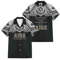 AIGA Always In Gods Arms Samoa Family Matching Puletasi and Hawaiian Shirt Polynesian Tribal Tattoo Art Family Heritage Faith TS04 Dad's Shirt - Short Sleeve Black White - Polynesian Pride