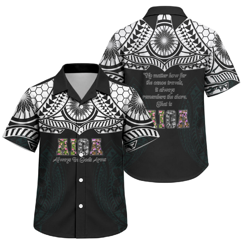 AIGA Always In Gods Arms Samoa Family Matching Summer Maxi Dress and Hawaiian Shirt Polynesian Tribal Tattoo Art Family Heritage Faith TS04 Son's Shirt Black White - Polynesian Pride