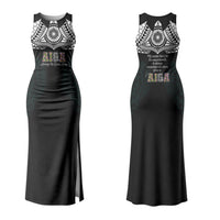 AIGA Always In Gods Arms Samoa Family Matching Tank Maxi Dress and Hawaiian Shirt Polynesian Tribal Tattoo Art Family Heritage Faith TS04 Mom's Dress Black White - Polynesian Pride