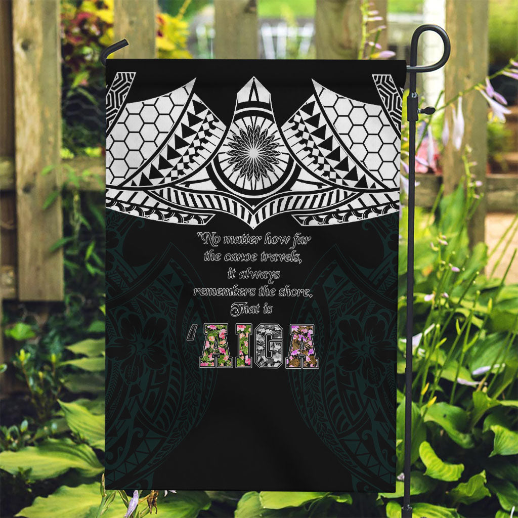 AIGA Always In Gods Arms Samoa Garden Flag Polynesian Tribal Tattoo Art Family Heritage Faith TS04 Garden Flag Black White - Polynesian Pride