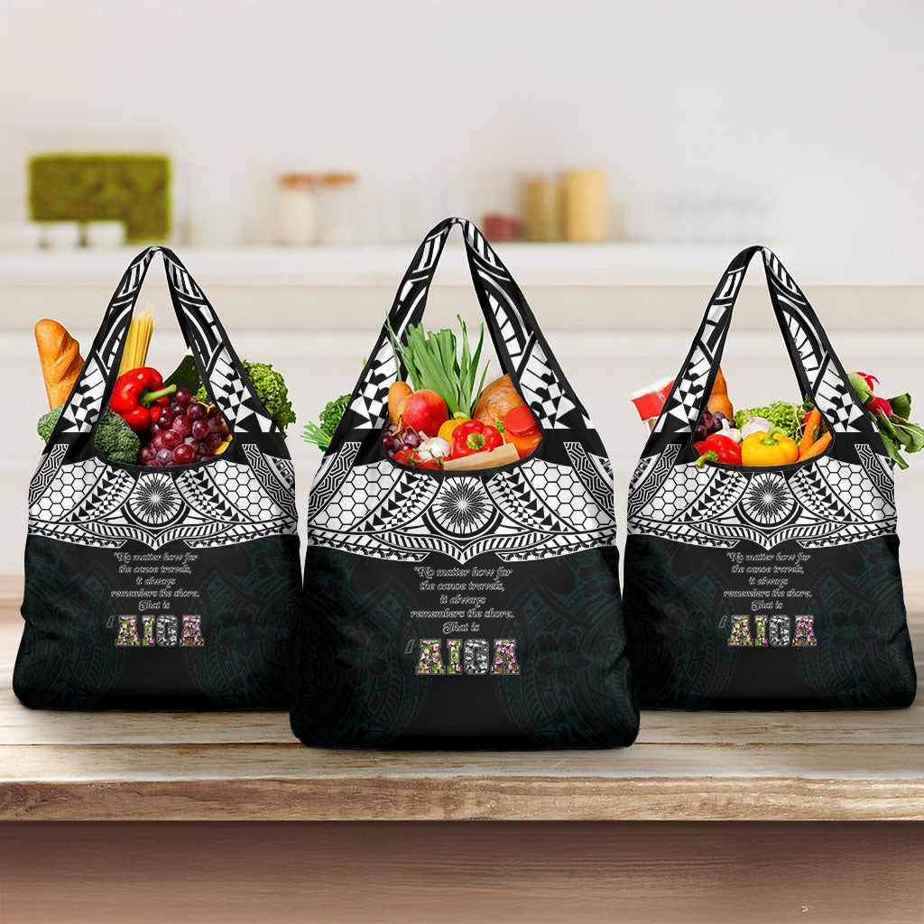 AIGA Always In Gods Arms Samoa Grocery Bag Polynesian Tribal Tattoo Art Family Heritage Faith TS04 3-pack One Size Black White - Polynesian Pride