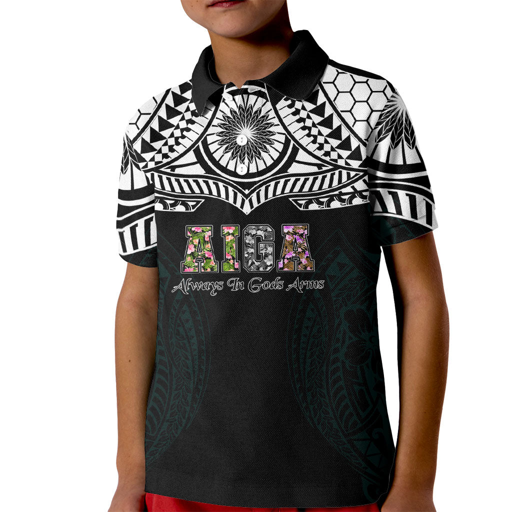 AIGA Always In Gods Arms Samoa Kid Polo Shirt Polynesian Tribal Tattoo Art Family Heritage Faith