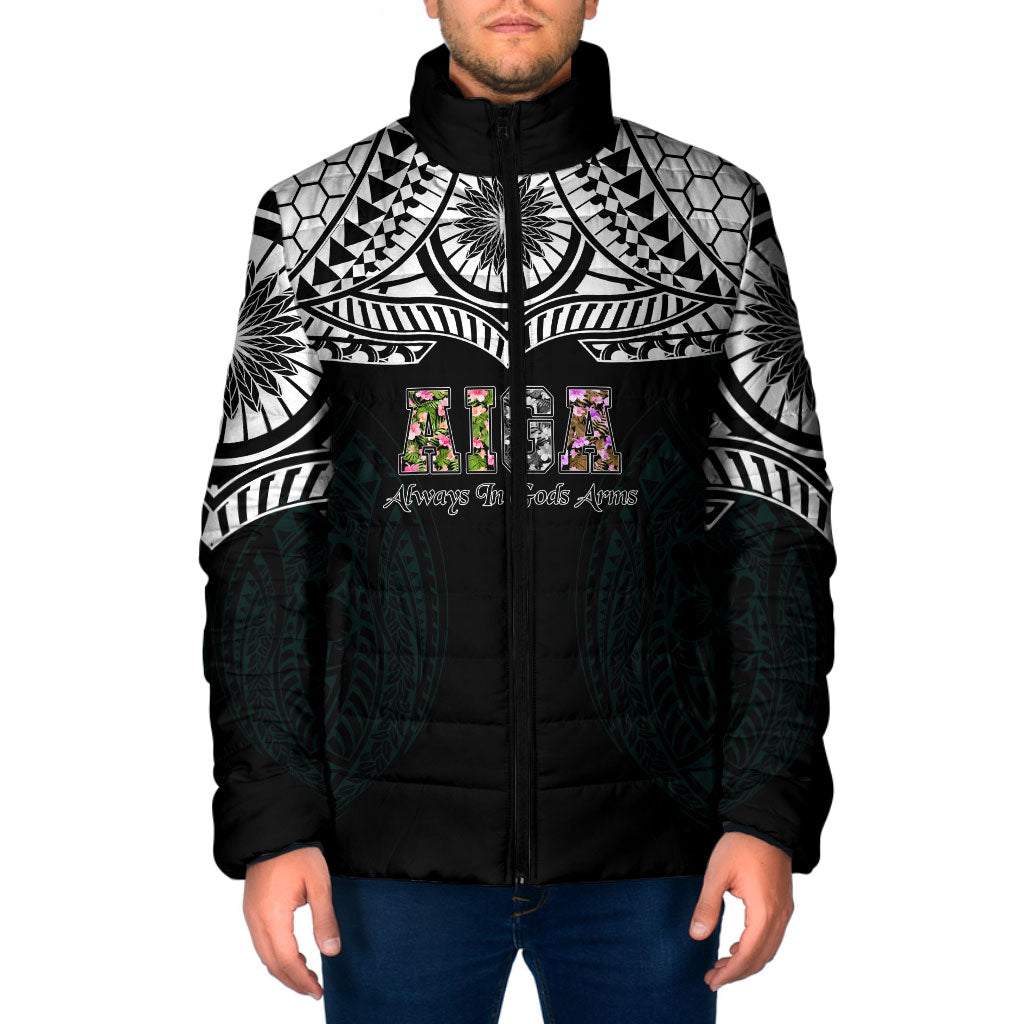 AIGA Always In Gods Arms Samoa Padded Jacket Polynesian Tribal Tattoo Art Family Heritage Faith