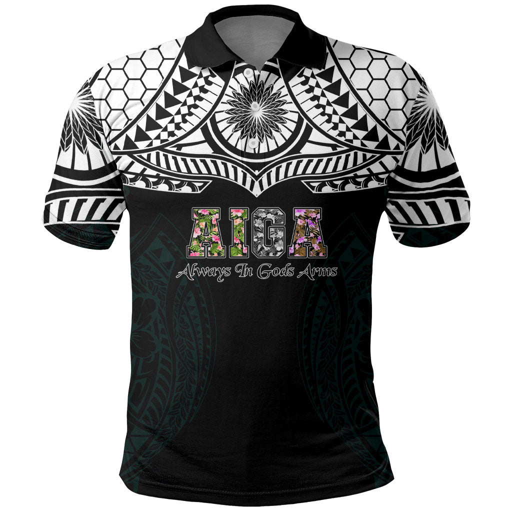 AIGA Always In Gods Arms Samoa Polo Shirt Polynesian Tribal Tattoo Art Family Heritage Faith