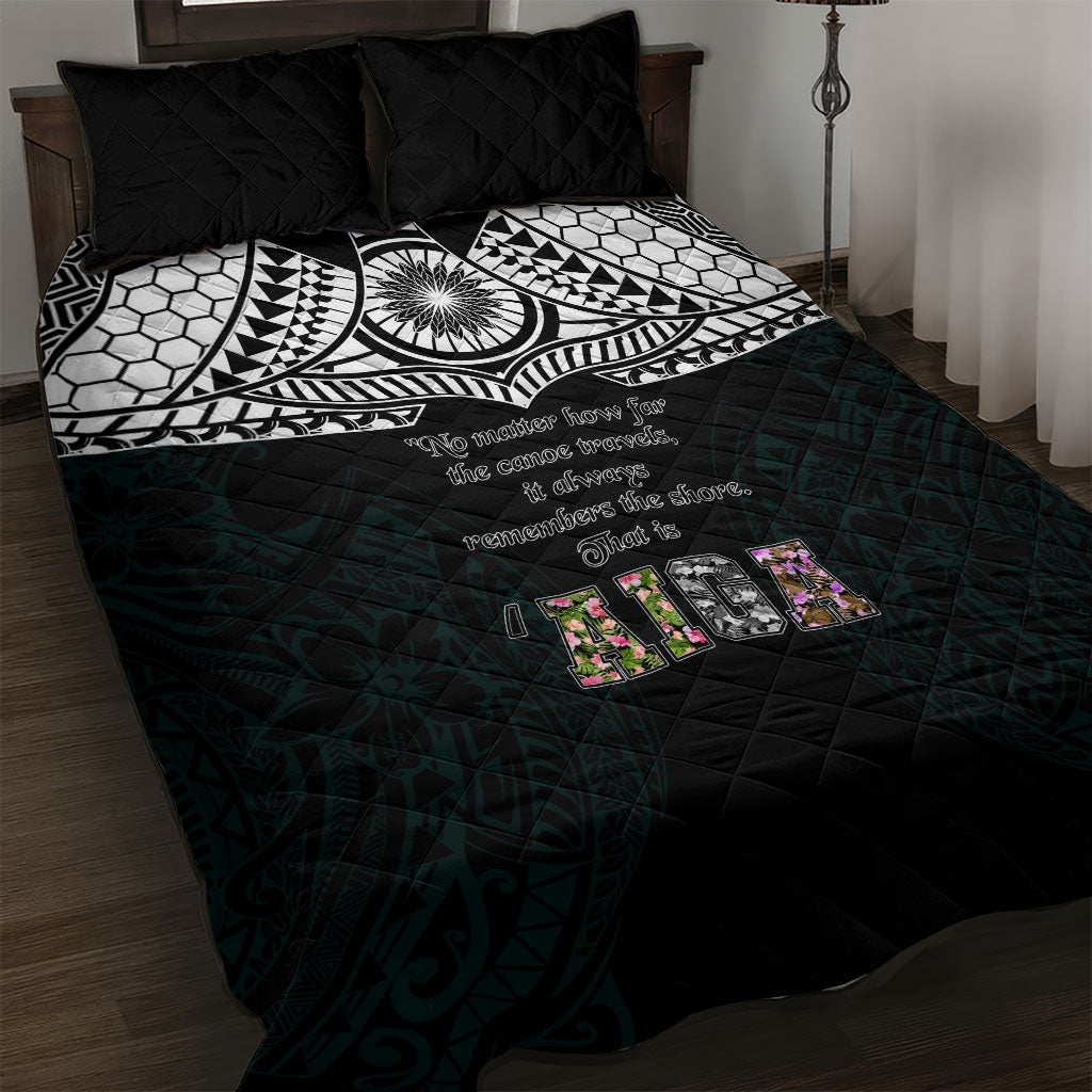 AIGA Always In Gods Arms Samoa Quilt Bed Set Polynesian Tribal Tattoo Art Family Heritage Faith