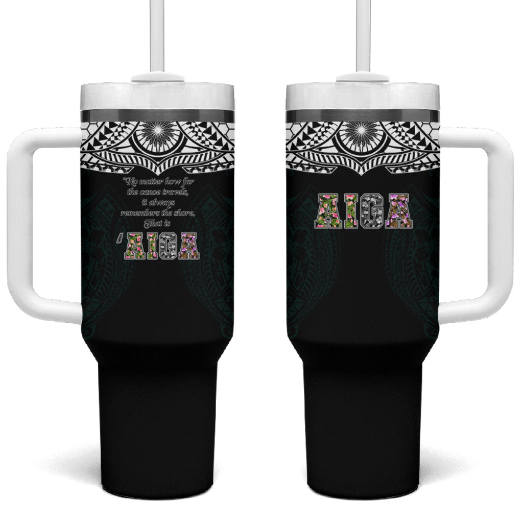 AIGA Always In Gods Arms Samoa Tumbler With Handle Polynesian Tribal Tattoo Art Family Heritage Faith