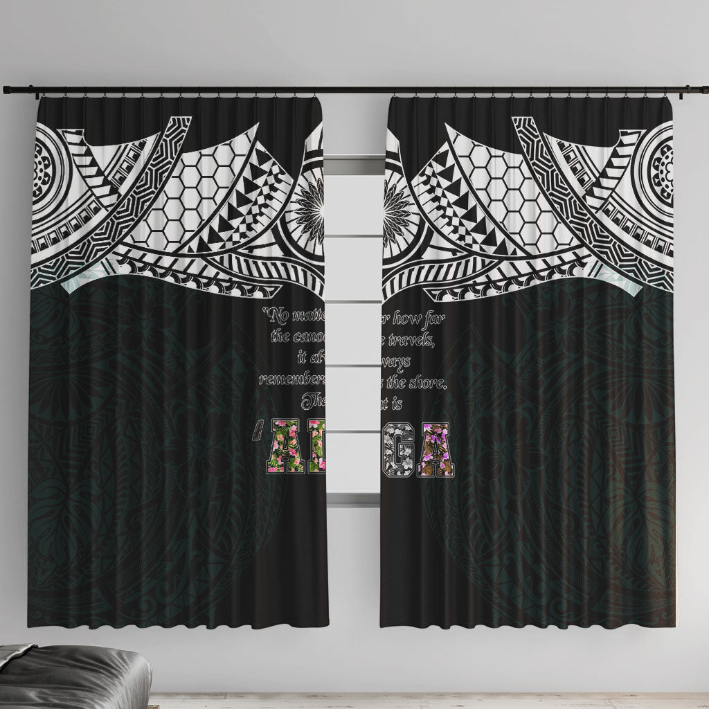 AIGA Always In Gods Arms Samoa Window Curtain Polynesian Tribal Tattoo Art Family Heritage Faith