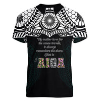 AIGA Always In Gods Arms Samoa Women V-Neck T-Shirt Polynesian Tribal Tattoo Art Family Heritage Faith TS04 - Polynesian Pride