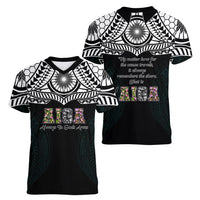 AIGA Always In Gods Arms Samoa Women V-Neck T-Shirt Polynesian Tribal Tattoo Art Family Heritage Faith TS04 - Polynesian Pride