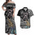 Polynesian Pitbull Couples Matching Off Shoulder Maxi Dress and Hawaiian Shirt Polynesian Pattern And Pitbull TS04 Black - Polynesian Pride