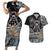 Polynesian Pitbull Couples Matching Short Sleeve Bodycon Dress and Hawaiian Shirt Polynesian Pattern And Pitbull TS04 Black - Polynesian Pride