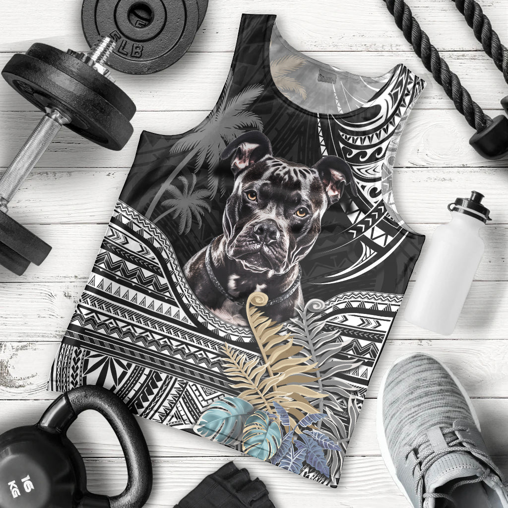 Polynesian Pitbull Men Tank Top Polynesian Pattern And Pitbull TS04 Black - Polynesian Pride