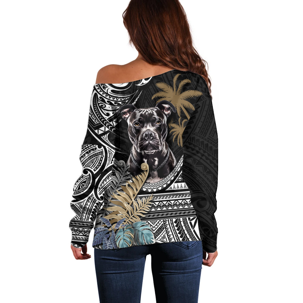 Polynesian Pitbull Off Shoulder Sweater Polynesian Pattern And Pitbull TS04 - Polynesian Pride