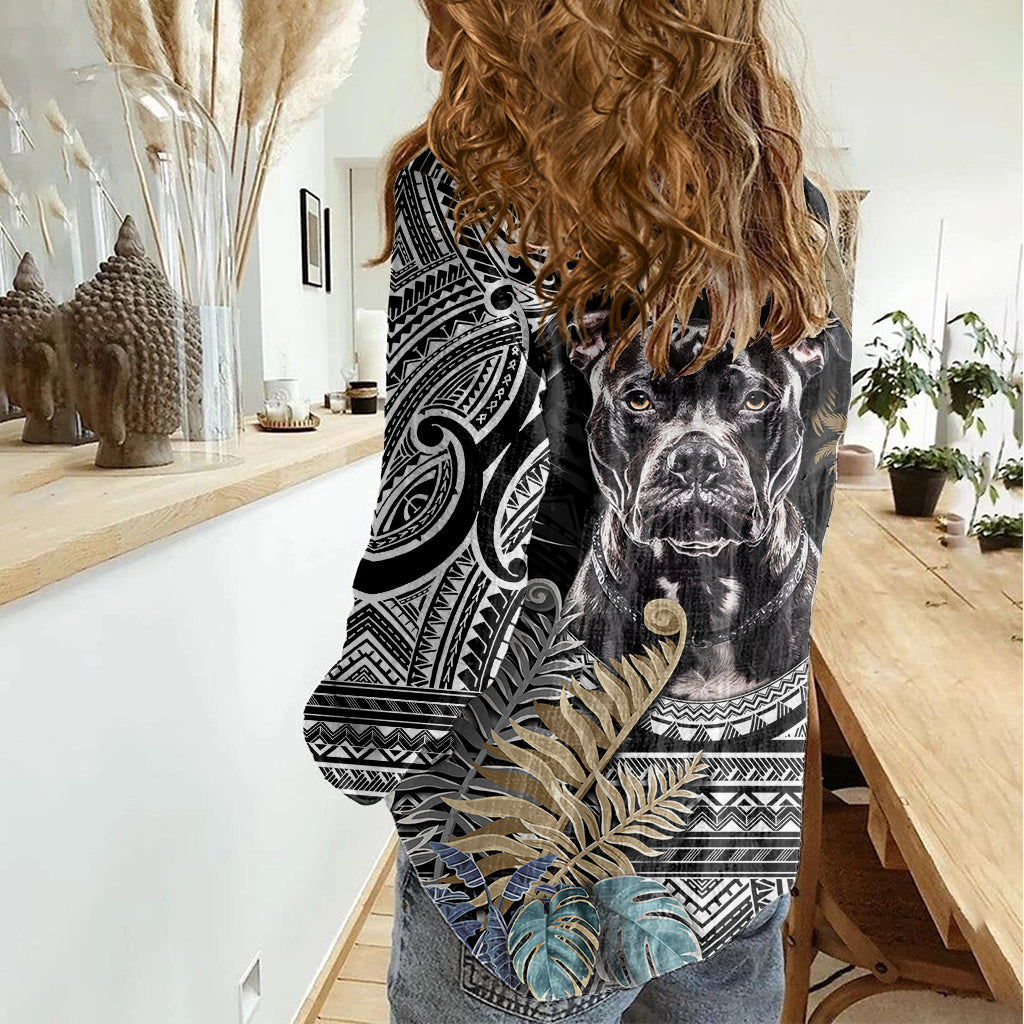 Polynesian Pitbull Women Casual Shirt Polynesian Pattern And Pitbull TS04 - Polynesian Pride